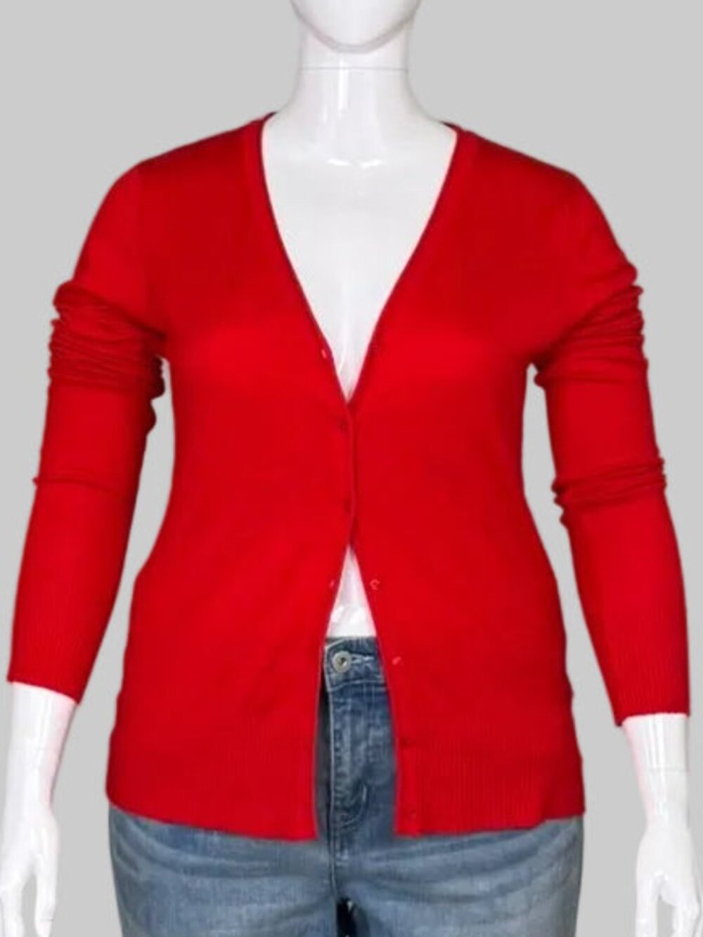 Grace Fashions Vibrant Red Knit Cardigan - Midsize 14